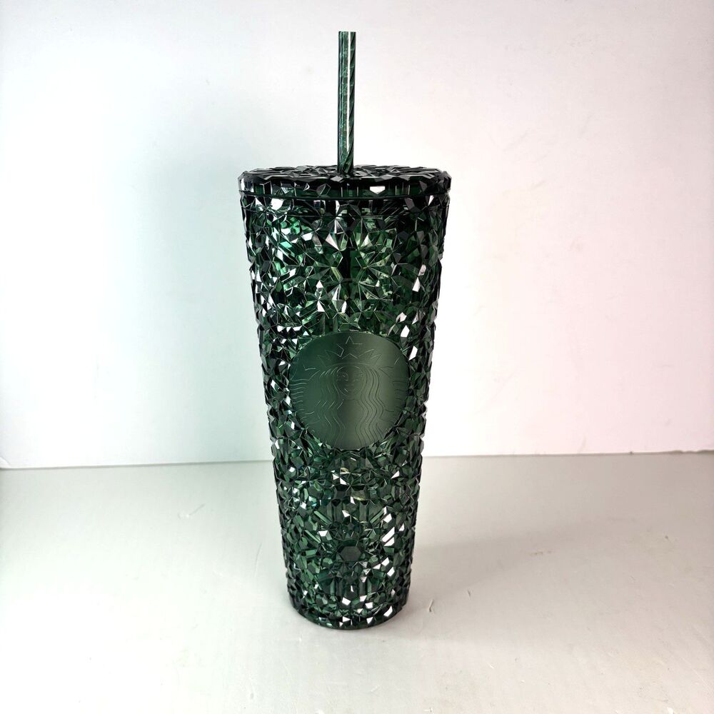 Starbucks Deep Emerald Gemstone Tumbler Cold Cup 24 oz Reusable Acrylic NEW